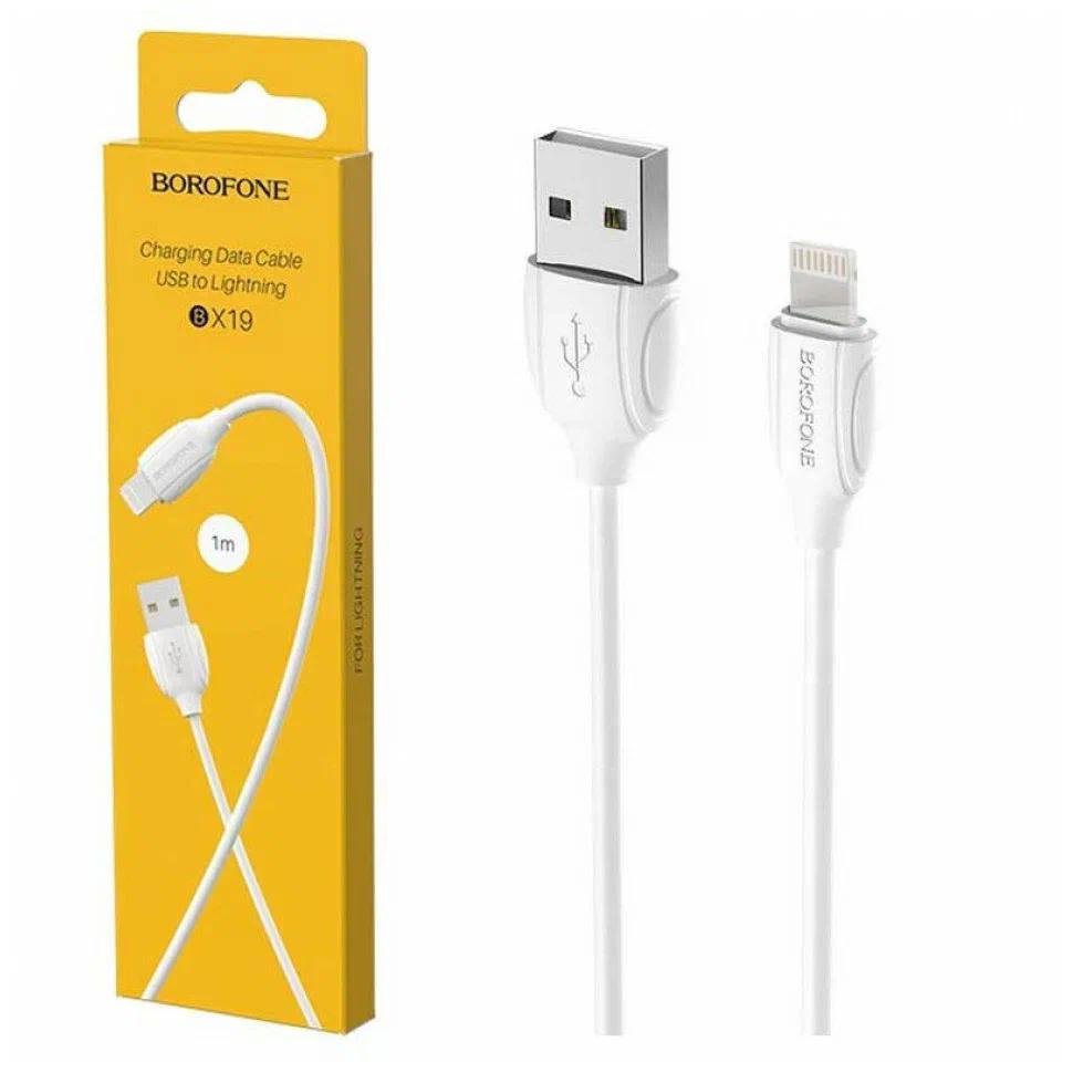 USB кабель  APPLE Lightning 1м, Borofone белый BX19