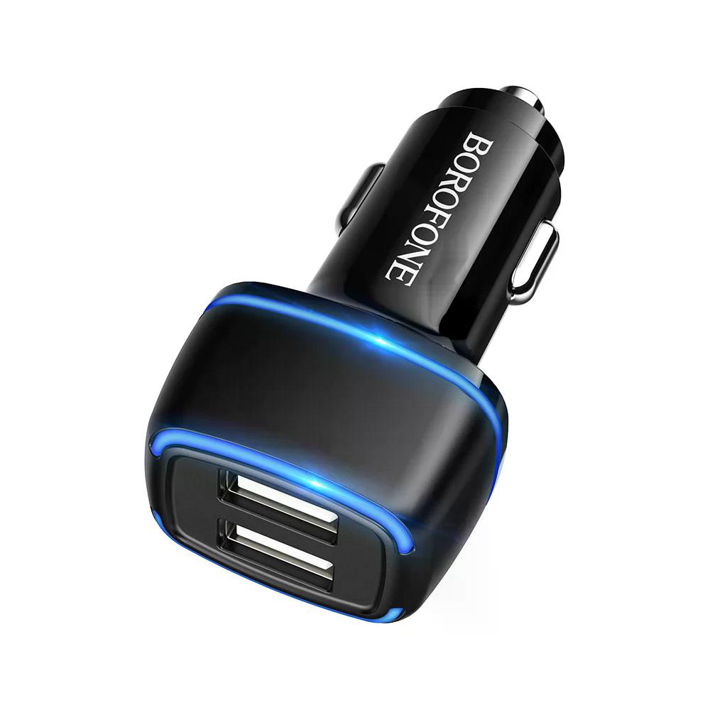 АЗУ в прикуриватель  2 USB (mA)  Borofone, черный 