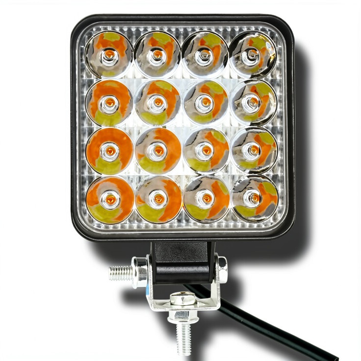 Фара   Противотуманная   48W  16 LED  квадратная   мини ЖЁЛТЫЙ G0184-Y, PF-032