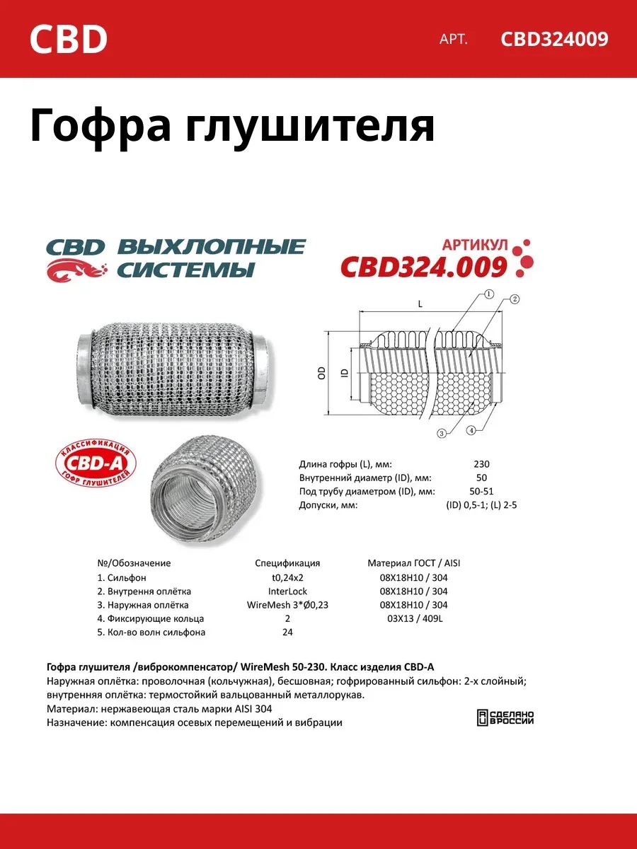 Гофра  50 х 230   CBD   усиленная																														