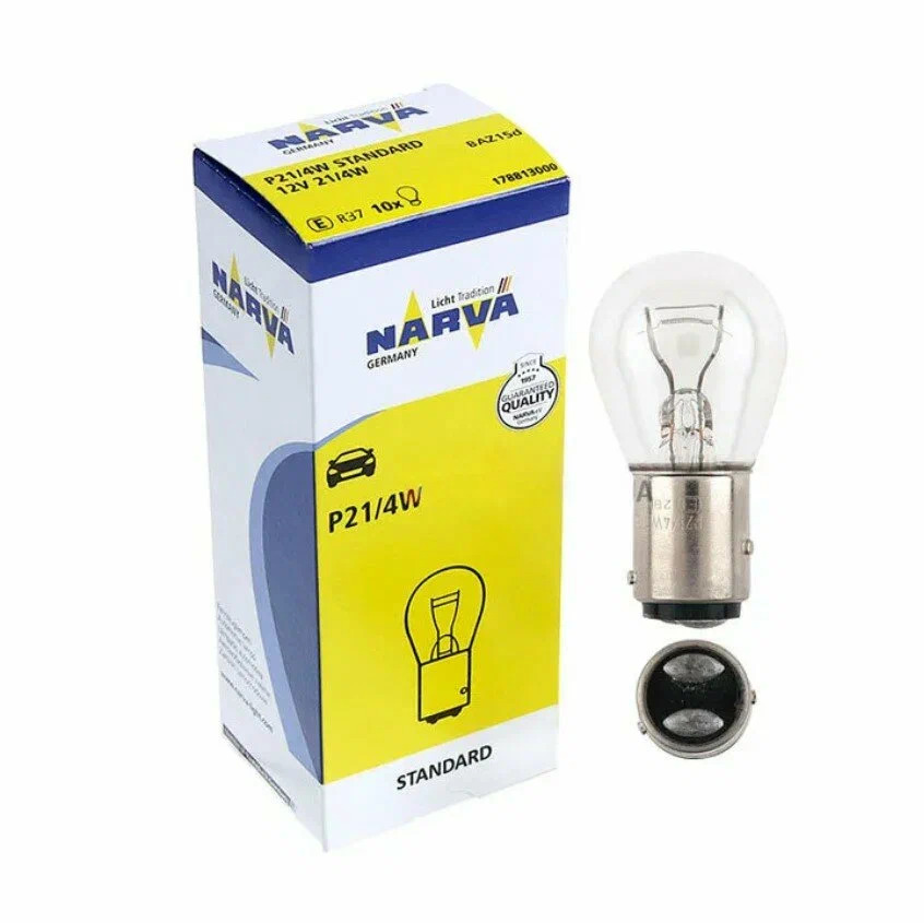 P21/4W 12V   Белая   Цоколь  ( Смещенная )       NARVA  BAZ15d  