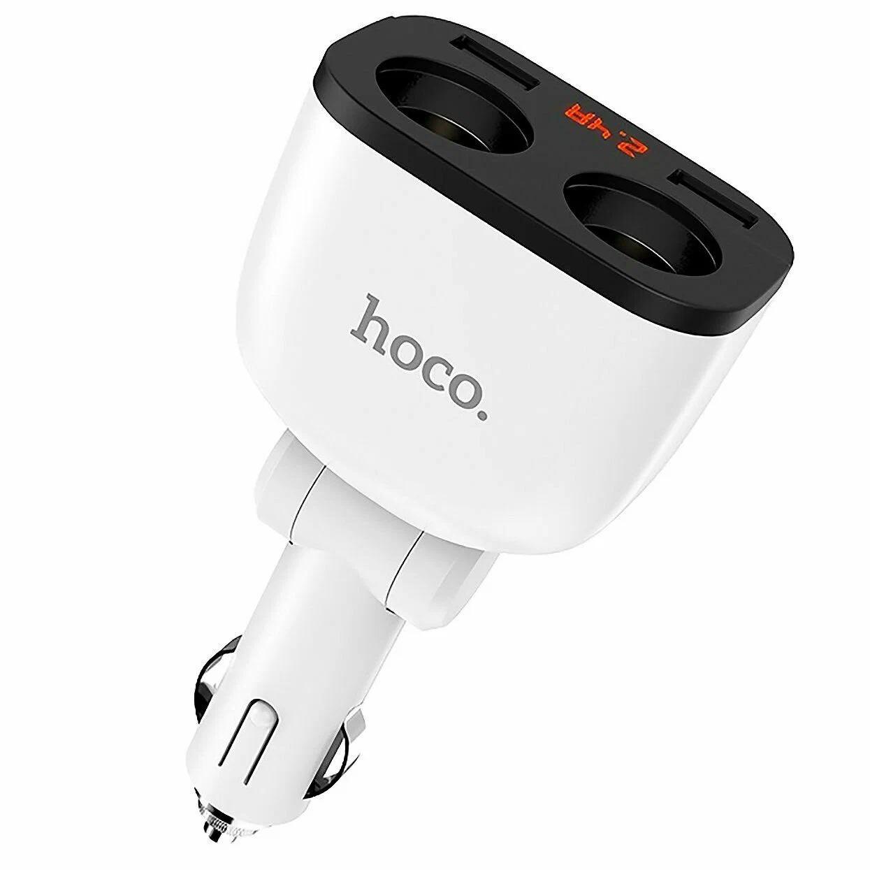 АЗУ в прикуриватель  2 USB  (2,4А) , HOCO, белый Z28