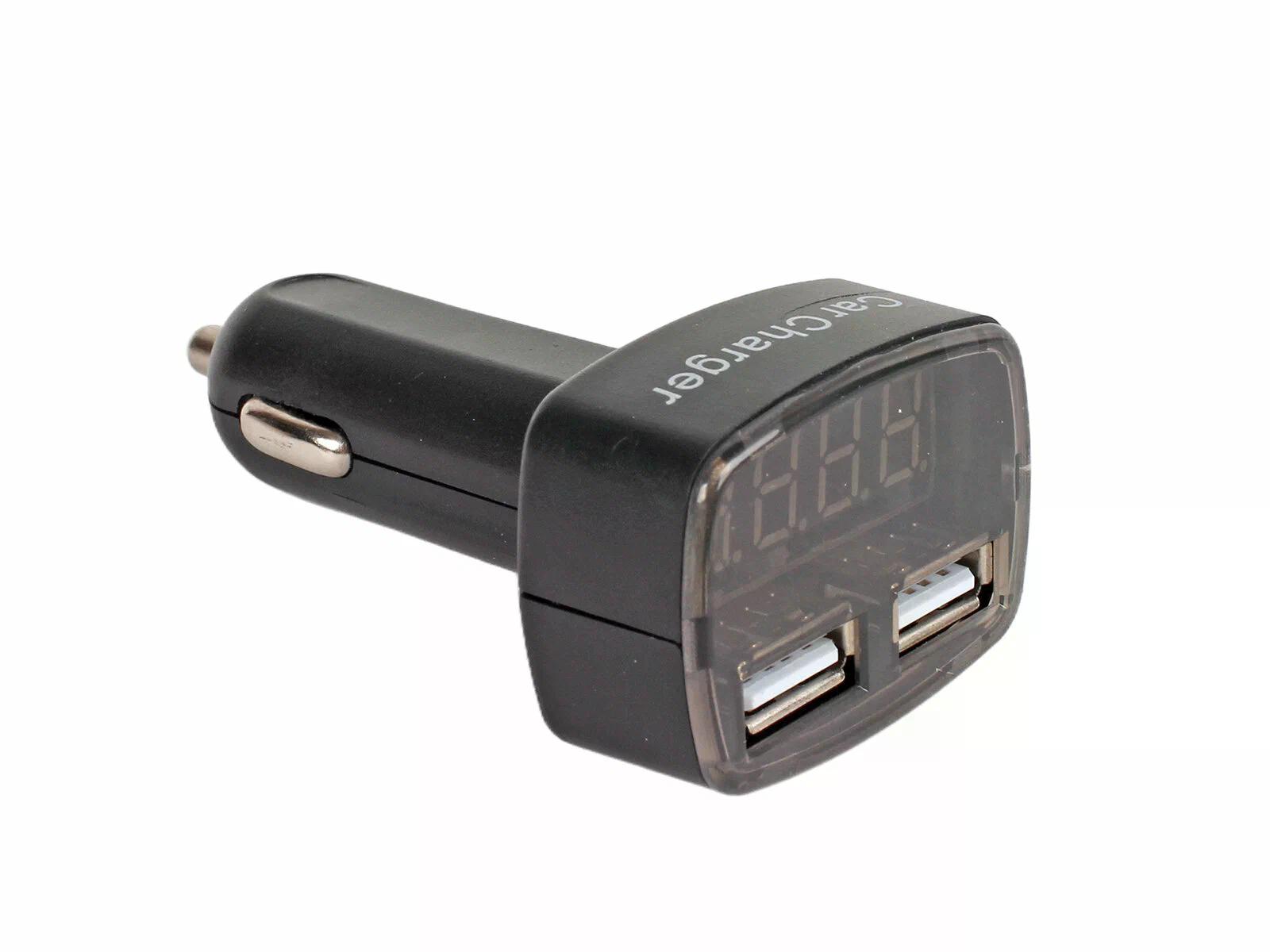 АЗУ в прикуриватель  2 USB (3100mA) с вольтметром   RV-035 