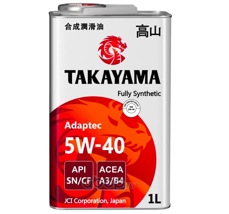 Масло моторное   TAKAYAMA   Adaptec  SAE 5W-40  A3/B4  SN/CF   1 л 