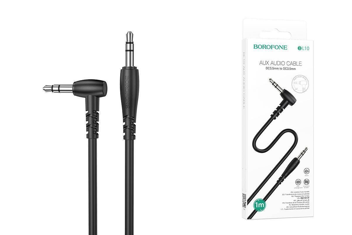 Аудиокабель AUX 3.5мм  1м  черный  Borofone BL10
