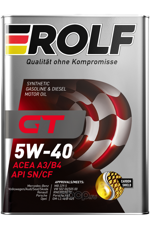 Масло моторное   ROLF GT  SAE 5W-40  A3/B4  SL/CF   4 л   