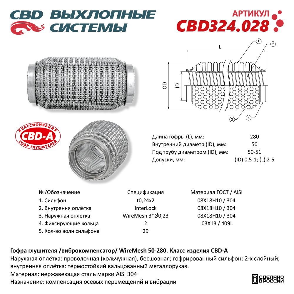 Гофра  50 х 280   CBD  усиленная