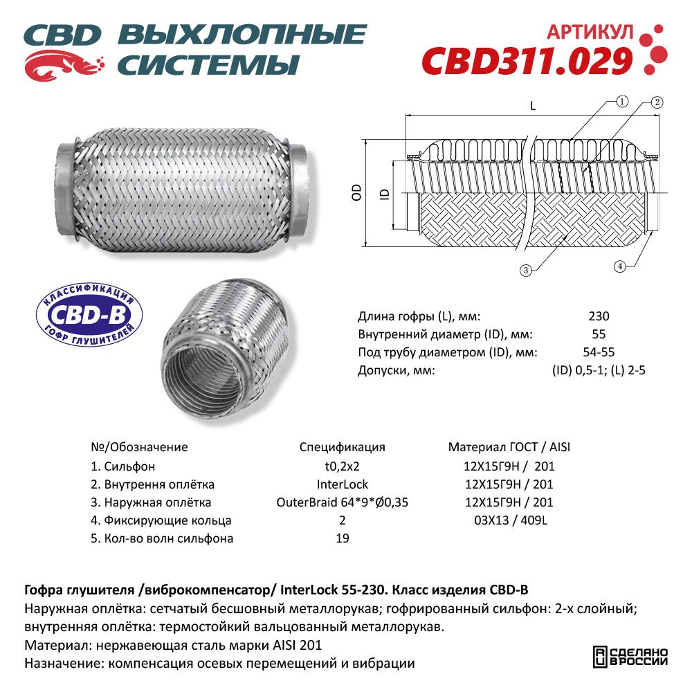Гофра  55 х 230   CBD  InterLock   CBD311.029