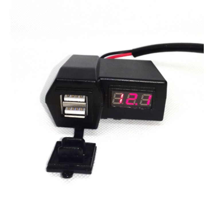Гнездо USB + Вольтметр на  руль №13