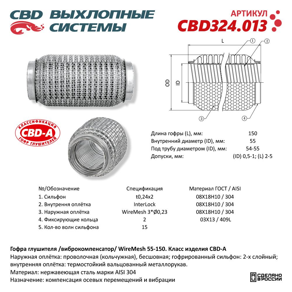 Гофра  55 х 150 CBD усиленная Wire Mesh